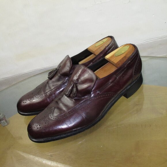 Carleton Collection Loafers Vintage 70s Wingtip Burgundy Leather Men\'s Size 12 D main image 8